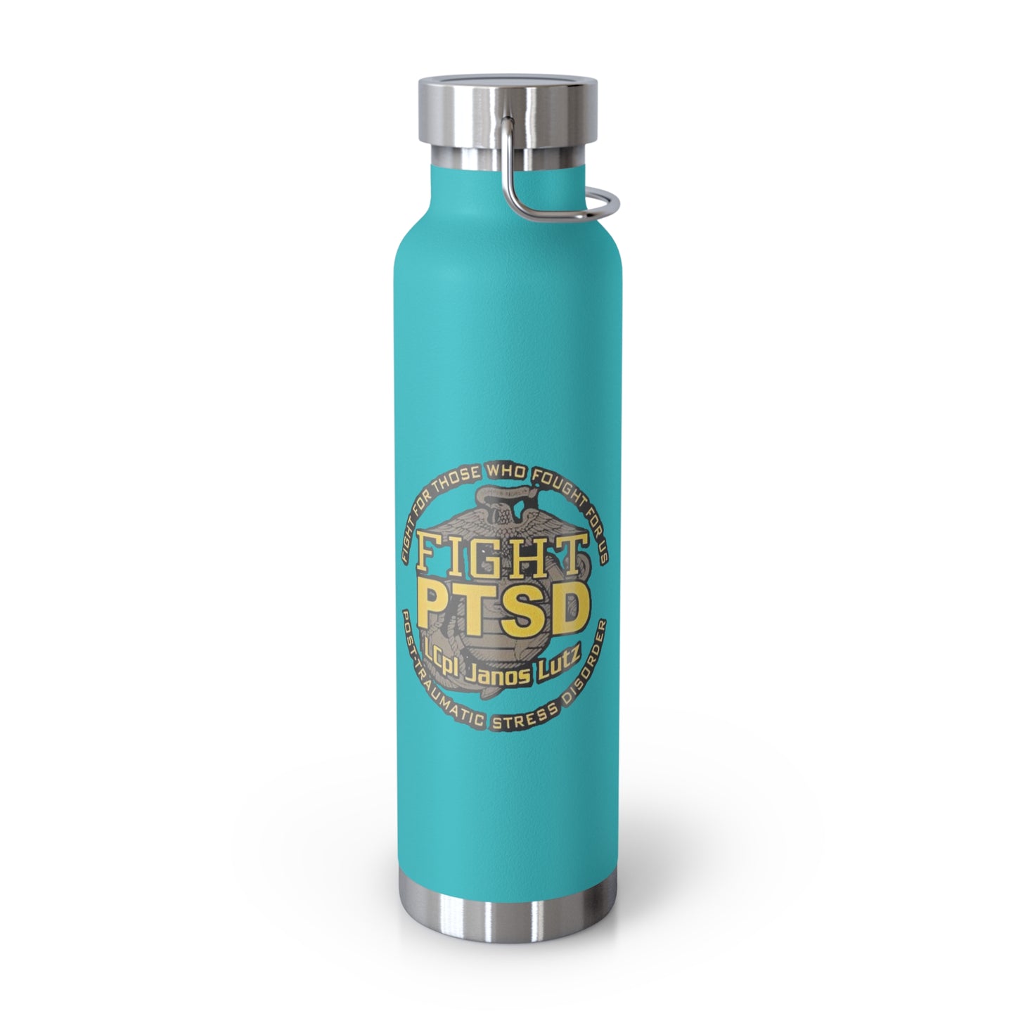 Copper Insulated Water Bottle | Fight PTSD Design | 22oz Travel Flask
