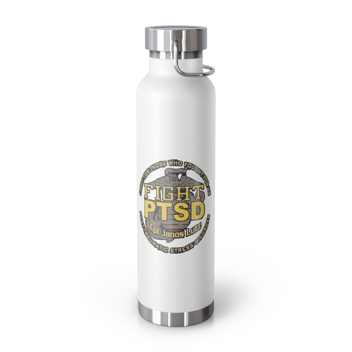 Copper Insulated Water Bottle | Fight PTSD Design | 22oz Travel Flask