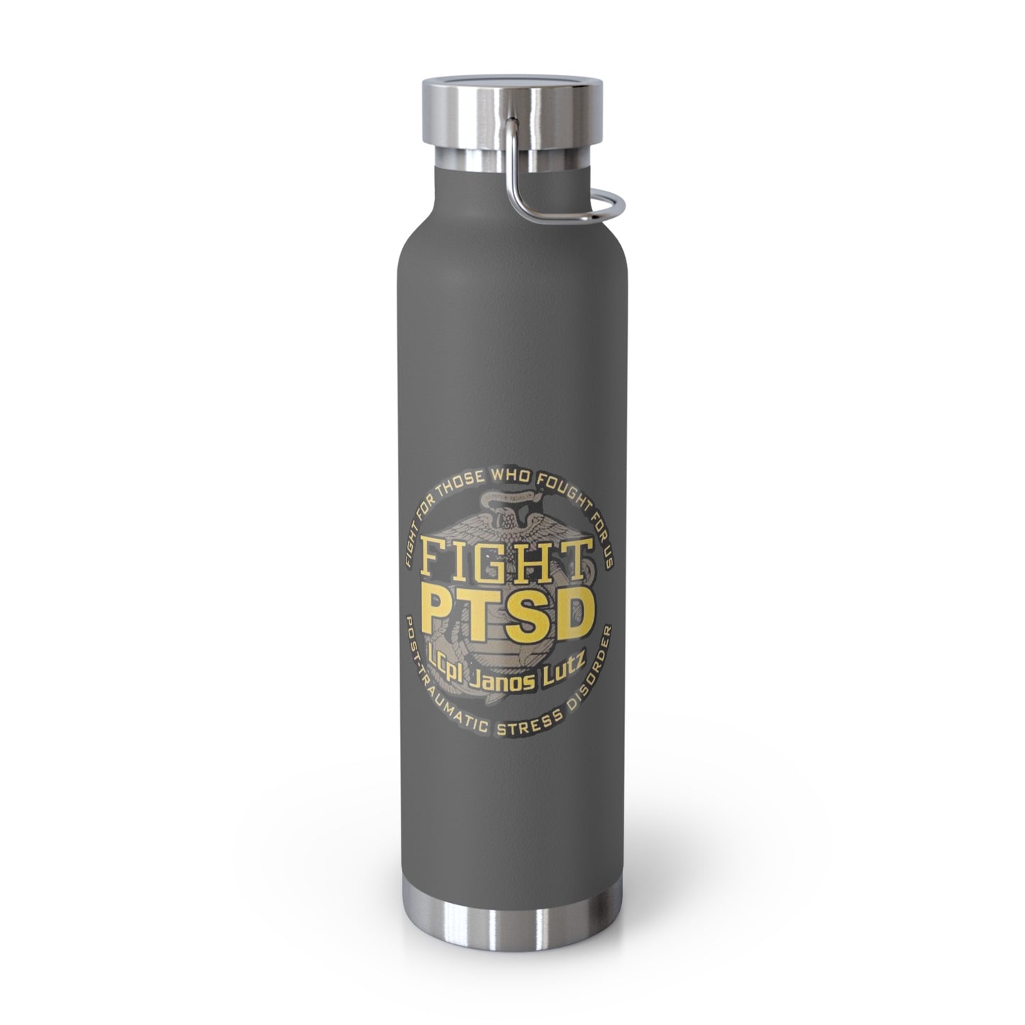 Copper Insulated Water Bottle | Fight PTSD Design | 22oz Travel Flask