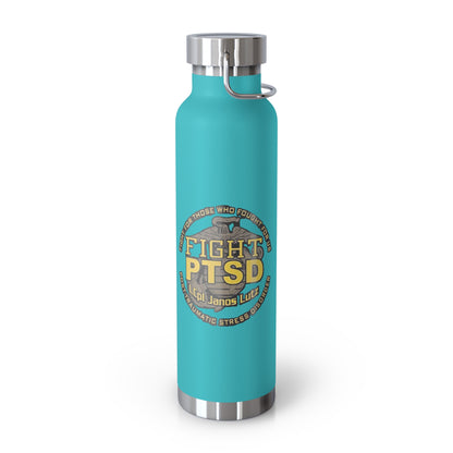 Copper Insulated Water Bottle | Fight PTSD Design | 22oz Travel Flask