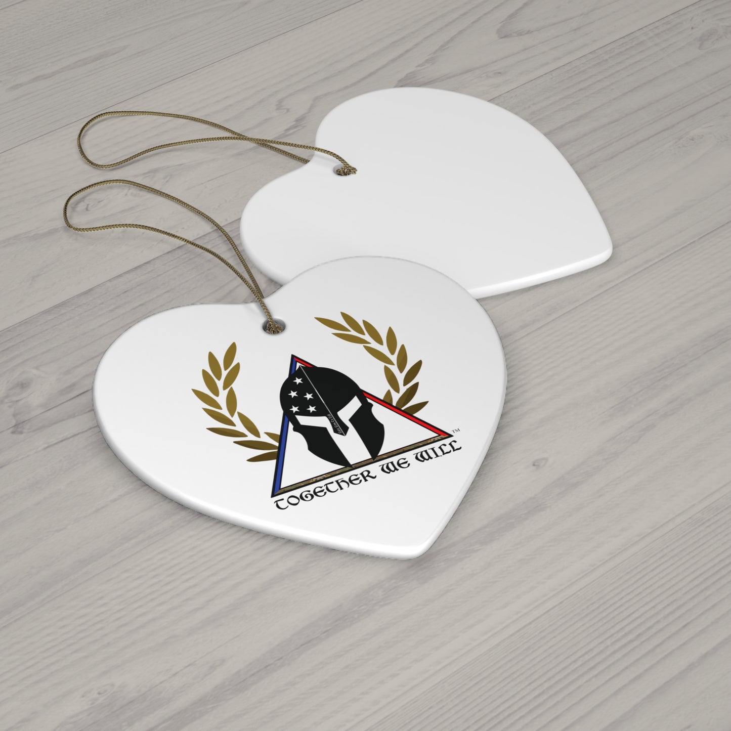 Spartan Helmet Ceramic Ornament – 'Together We Will' Star-Shaped Holiday Decoration
