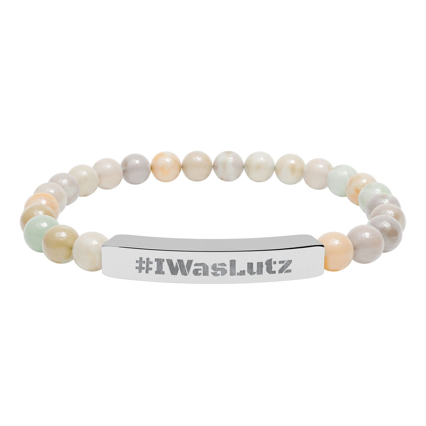 Engraved Natural Stone Bead Bracelet —#IWasLutz