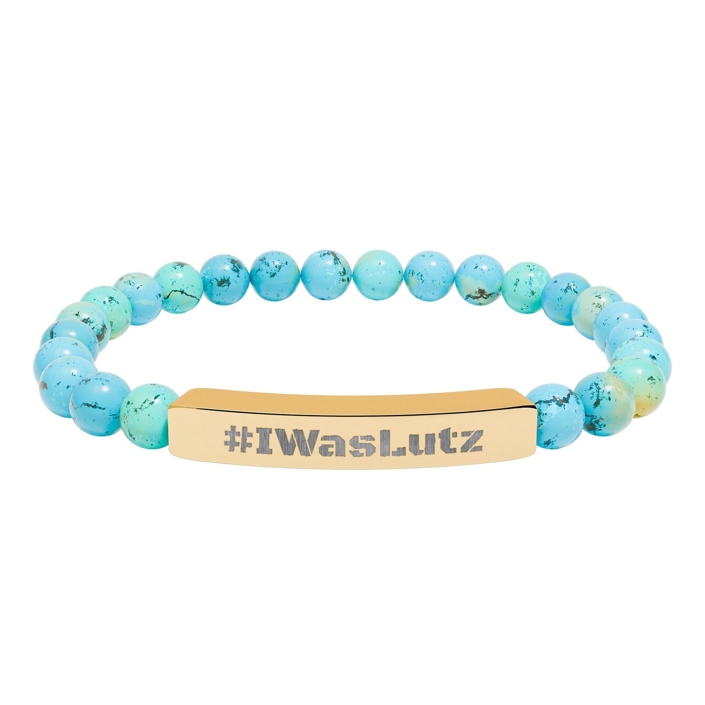 Engraved Natural Stone Bead Bracelet —#IWasLutz