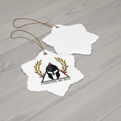 Spartan Helmet Ceramic Ornament – 'Together We Will' Star-Shaped Holiday Decoration