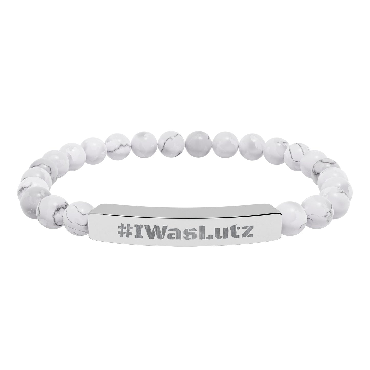 Engraved Natural Stone Bead Bracelet —#IWasLutz