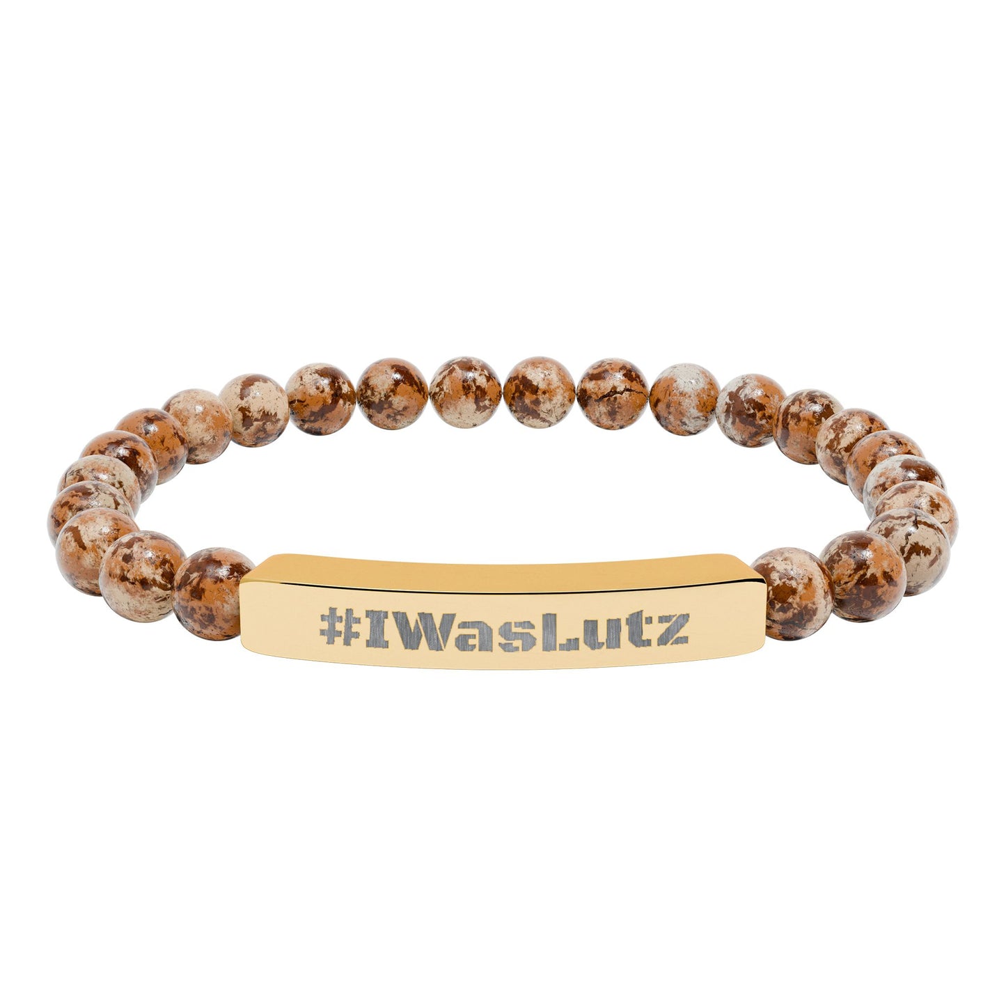 Engraved Natural Stone Bead Bracelet —#IWasLutz