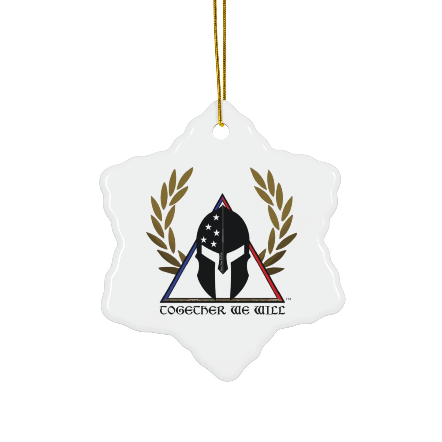 Spartan Helmet Ceramic Ornament – 'Together We Will' Star-Shaped Holiday Decoration