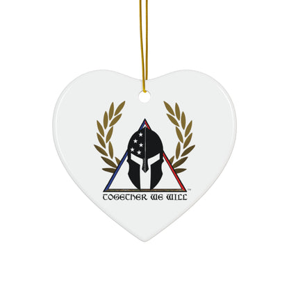 Spartan Helmet Ceramic Ornament – 'Together We Will' Star-Shaped Holiday Decoration