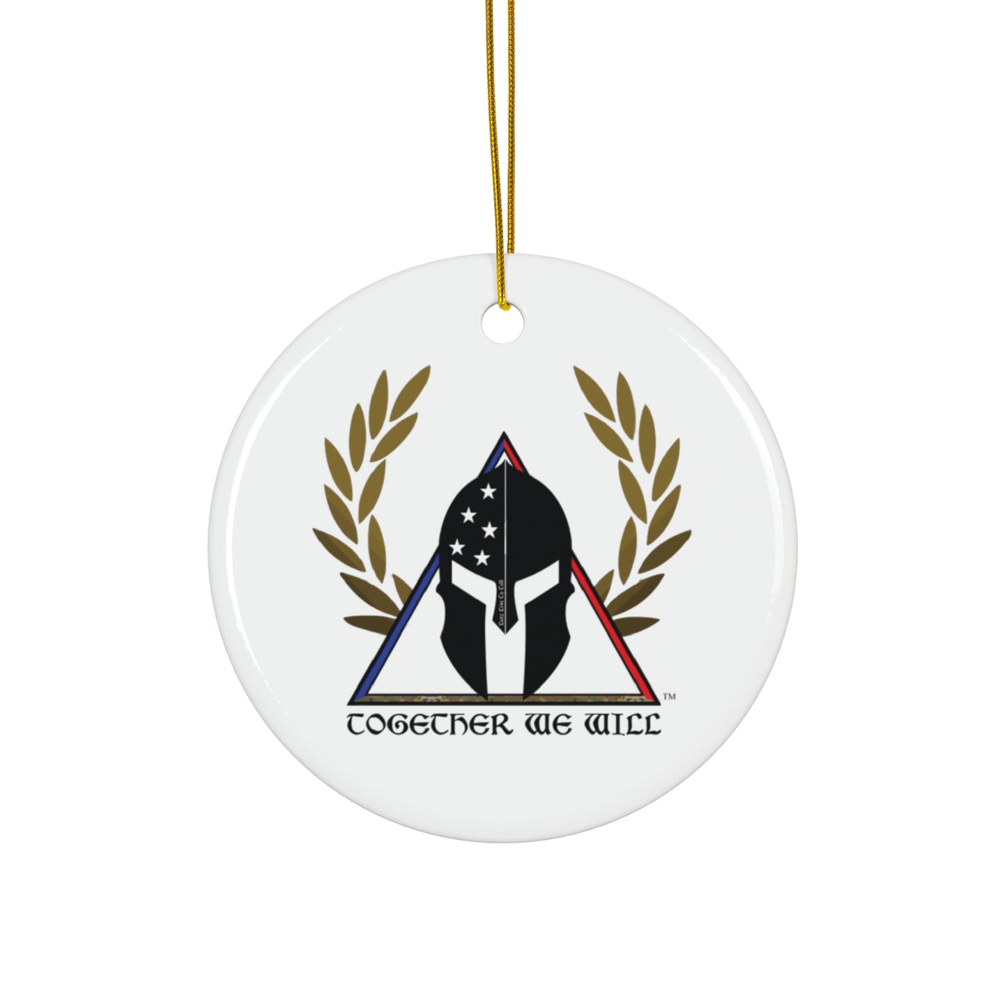 Spartan Helmet Ceramic Ornament – 'Together We Will' Star-Shaped Holiday Decoration