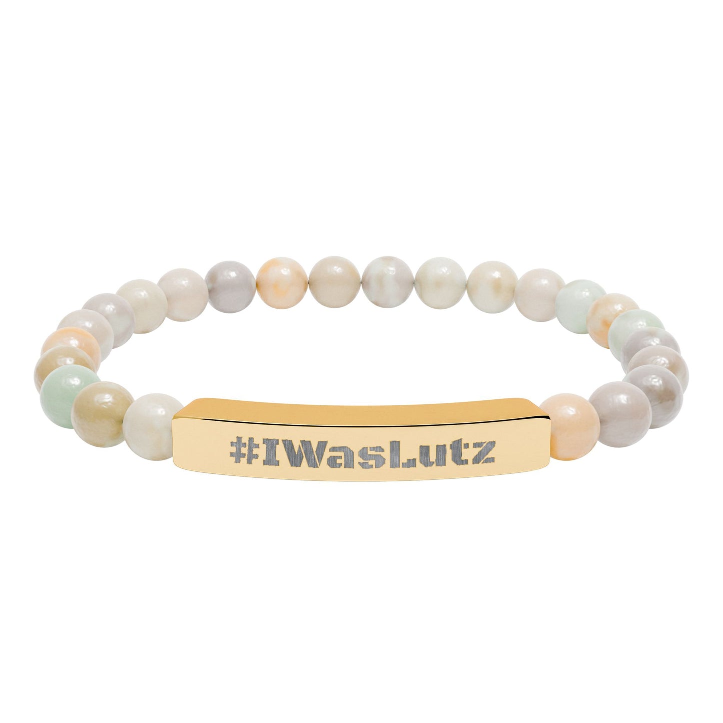 Engraved Natural Stone Bead Bracelet —#IWasLutz