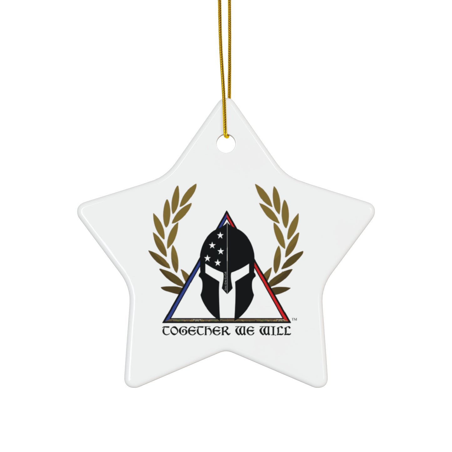 Spartan Helmet Ceramic Ornament – 'Together We Will' Star-Shaped Holiday Decoration