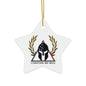 Spartan Helmet Ceramic Ornament – 'Together We Will' Star-Shaped Holiday Decoration