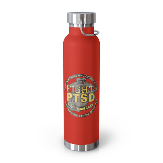 Copper Insulated Water Bottle | Fight PTSD Design | 22oz Travel Flask