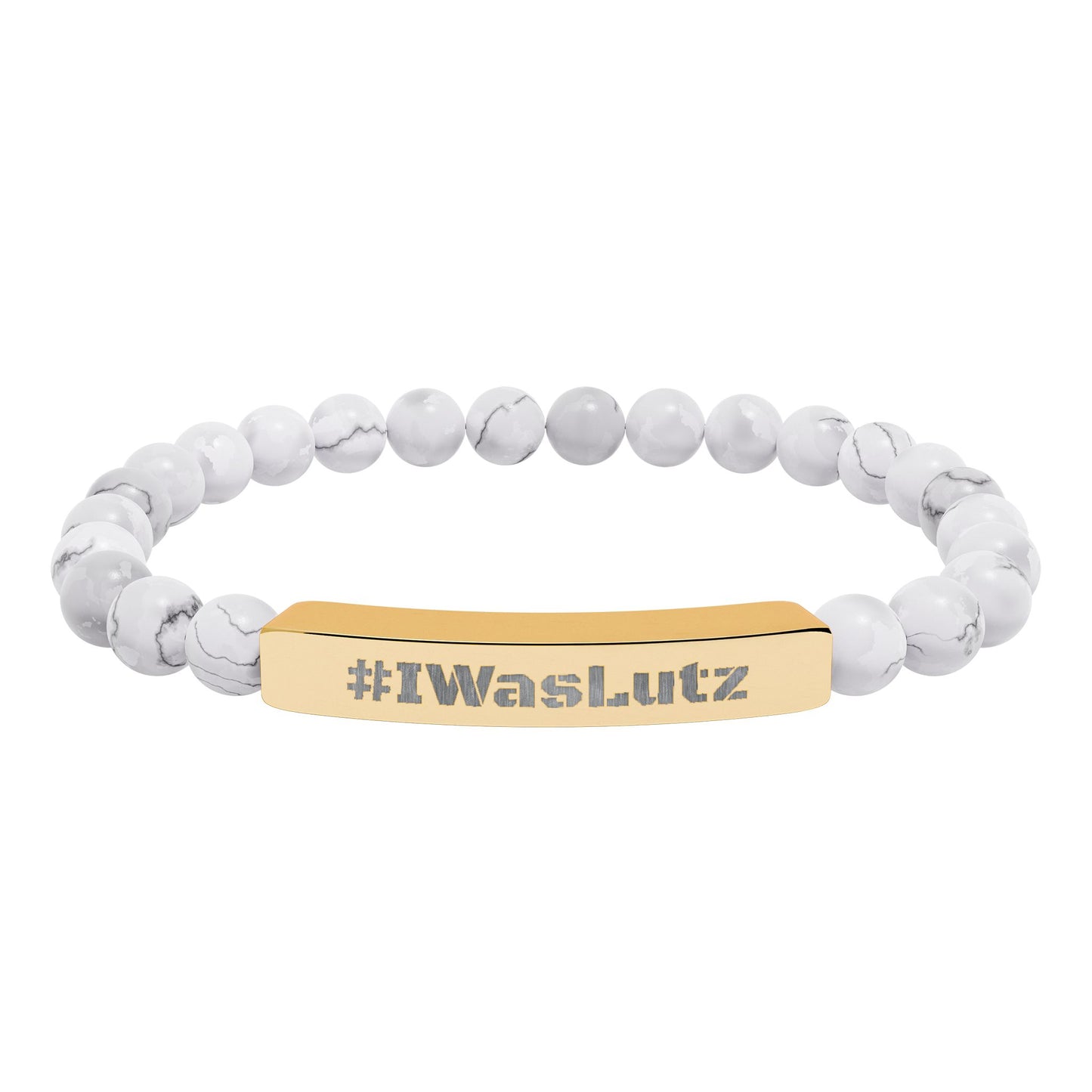 Engraved Natural Stone Bead Bracelet —#IWasLutz