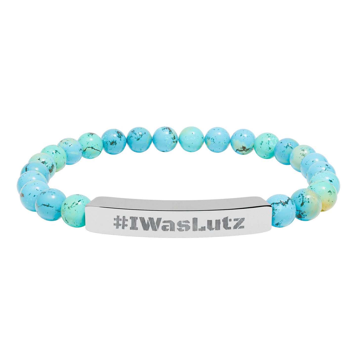 Engraved Natural Stone Bead Bracelet —#IWasLutz