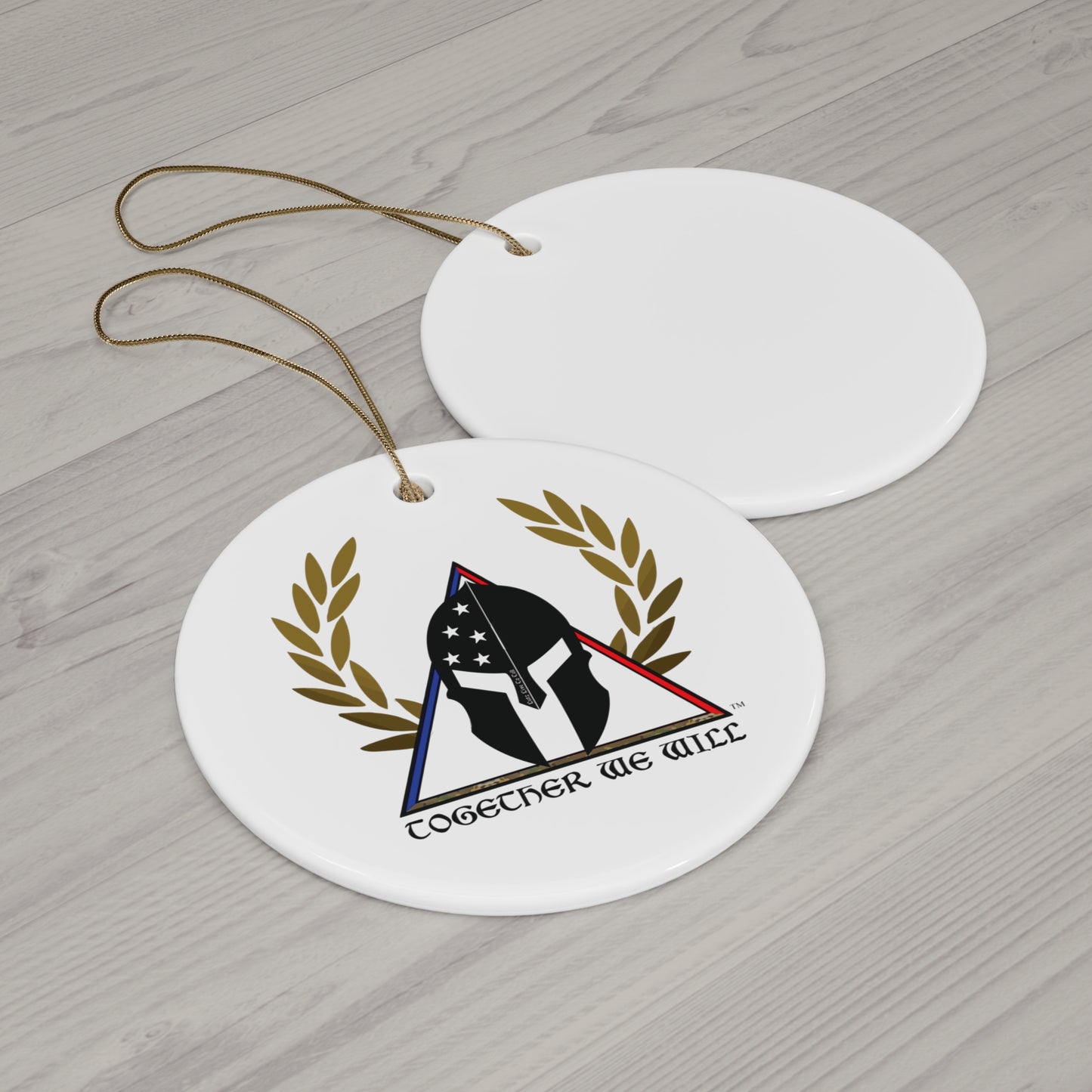 Spartan Helmet Ceramic Ornament – 'Together We Will' Star-Shaped Holiday Decoration